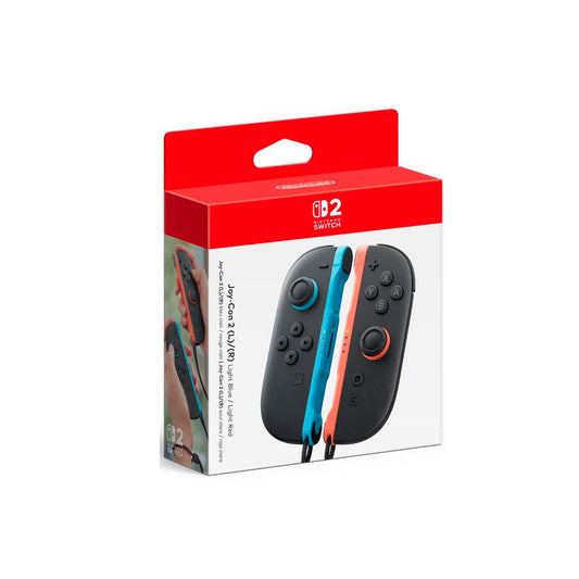 "Packaging of the Nintendo Switch 2 Joy-Con 2 (L)/(R) Light Blue/Light Red, featuring vibrant colors and the Nintendo Switch logo, showcasing its compatibility with the Nintendo Switch 2 console."
