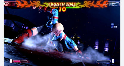 "In-game screenshot from Street Fighter 6 Year 1-2 Fighters Edition – Nintendo Switch 2, showcasing a character executing a powerful move with intense visual effects and dramatic lighting."