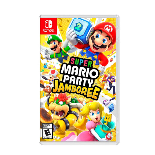 Cover art for Super Mario Party Jamboree – Nintendo Switch Edition, featuring Mario, Luigi, Princess Peach, and other characters celebrating together.