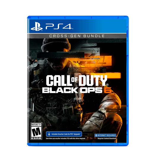 Cover art for Call of Duty: Black Ops 6 – PlayStation Cross-Gen Bundle, featuring a soldier in action with a fiery background.