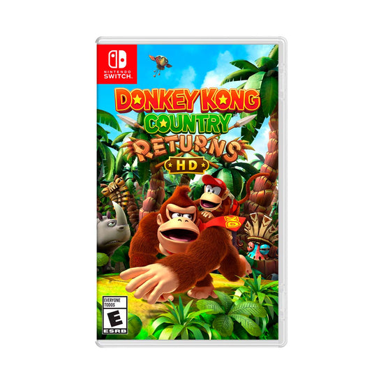 Cover art for Donkey Kong Country Returns HD – Nintendo Switch Edition, featuring Donkey Kong and Diddy Kong on a tropical island.