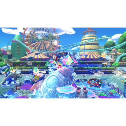 In-game screenshot from Kirby 3D Platforming Adventure – Nintendo Switch 2 Edition, showcasing Kirby using one of his copied abilities to defeat enemies in a dynamic combat scene.