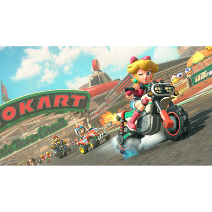 In-game screenshot from Mario Kart – Nintendo Switch 2 Edition, showcasing characters racing on a dynamic track with intense multiplayer action.