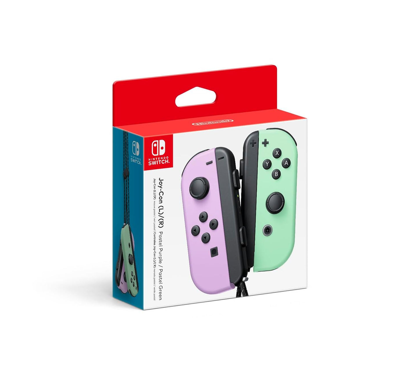 Cover art for Nintendo Joy-Con (L/R) – Lavender & Mint set, featuring a pair of controllers with wrist straps.