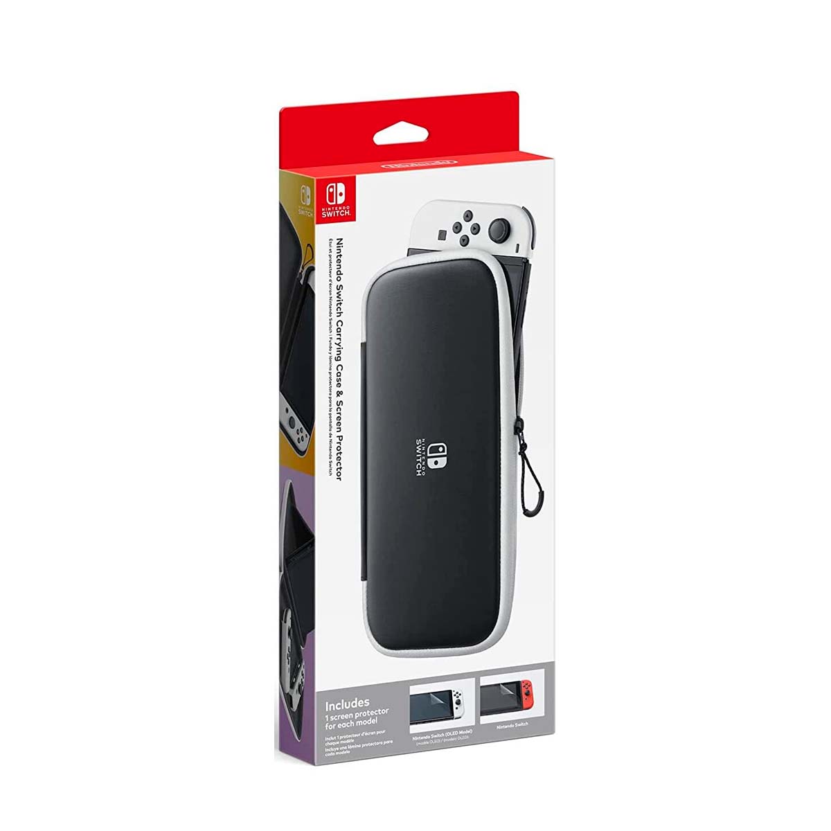 Cover art for Nintendo Switch Carrying Case & Screen Protector Bundle, featuring a protective case with a Nintendo Switch console inside.
