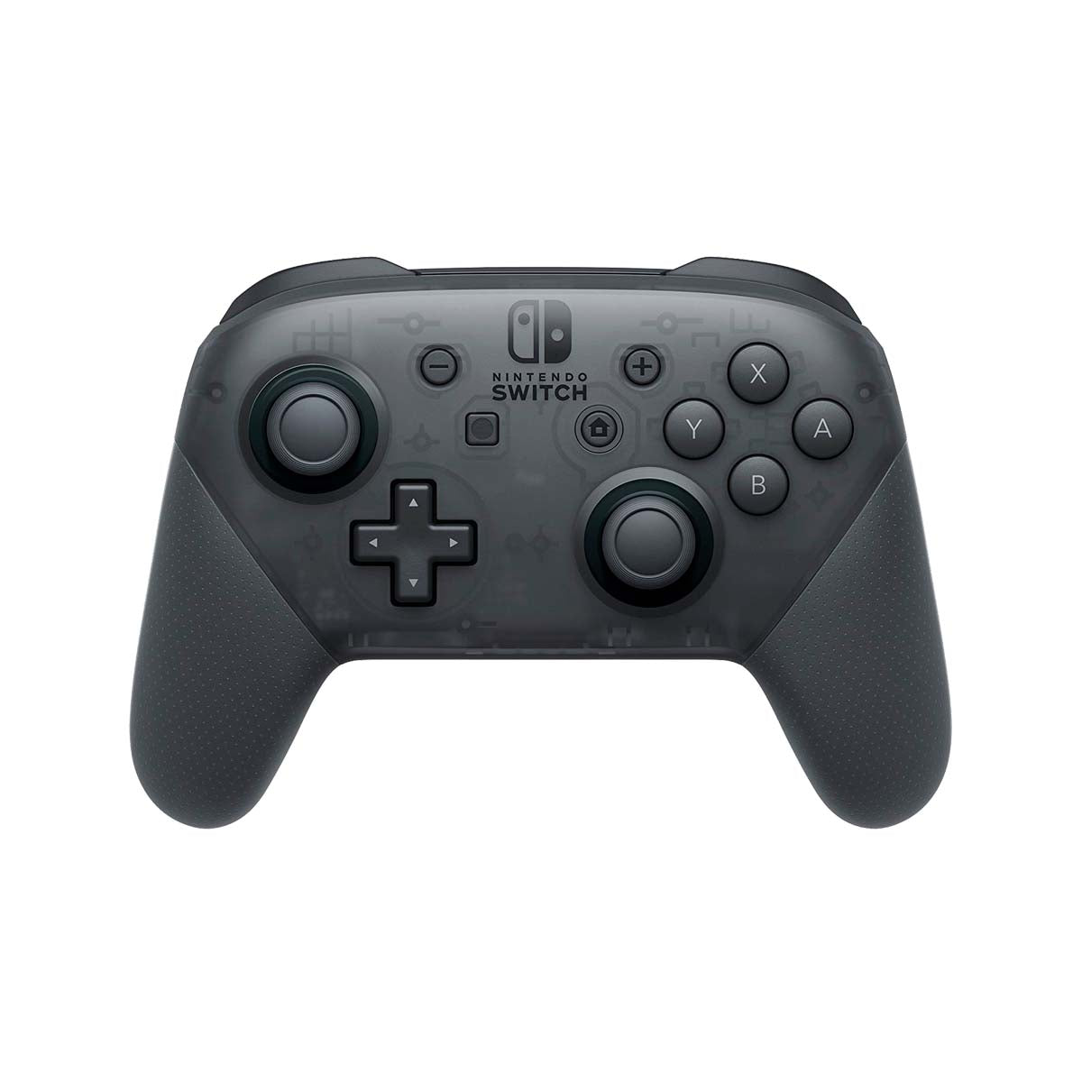 Close-up view of the Nintendo Switch Pro Controller – Gray Edition, highlighting its ergonomic design and buttons.