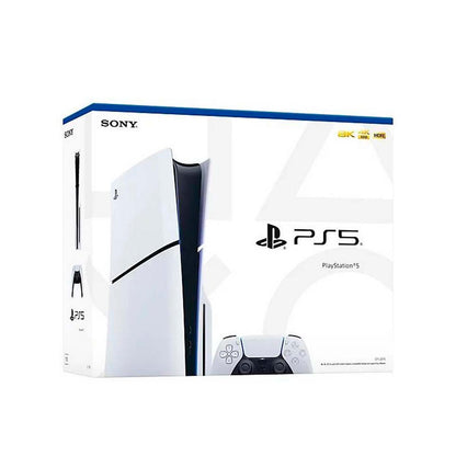 Close-up view of the PlayStation 5 console with box slim disc