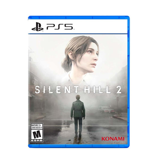 Cover art for Silent Hill 2 Remake – PlayStation 5 Edition, featuring a haunting scene with a character standing in a foggy, eerie town.