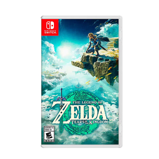 Cover art for The Legend of Zelda: Tears of the Kingdom – Nintendo Switch Edition, featuring Link standing on a floating island with a glowing shard.