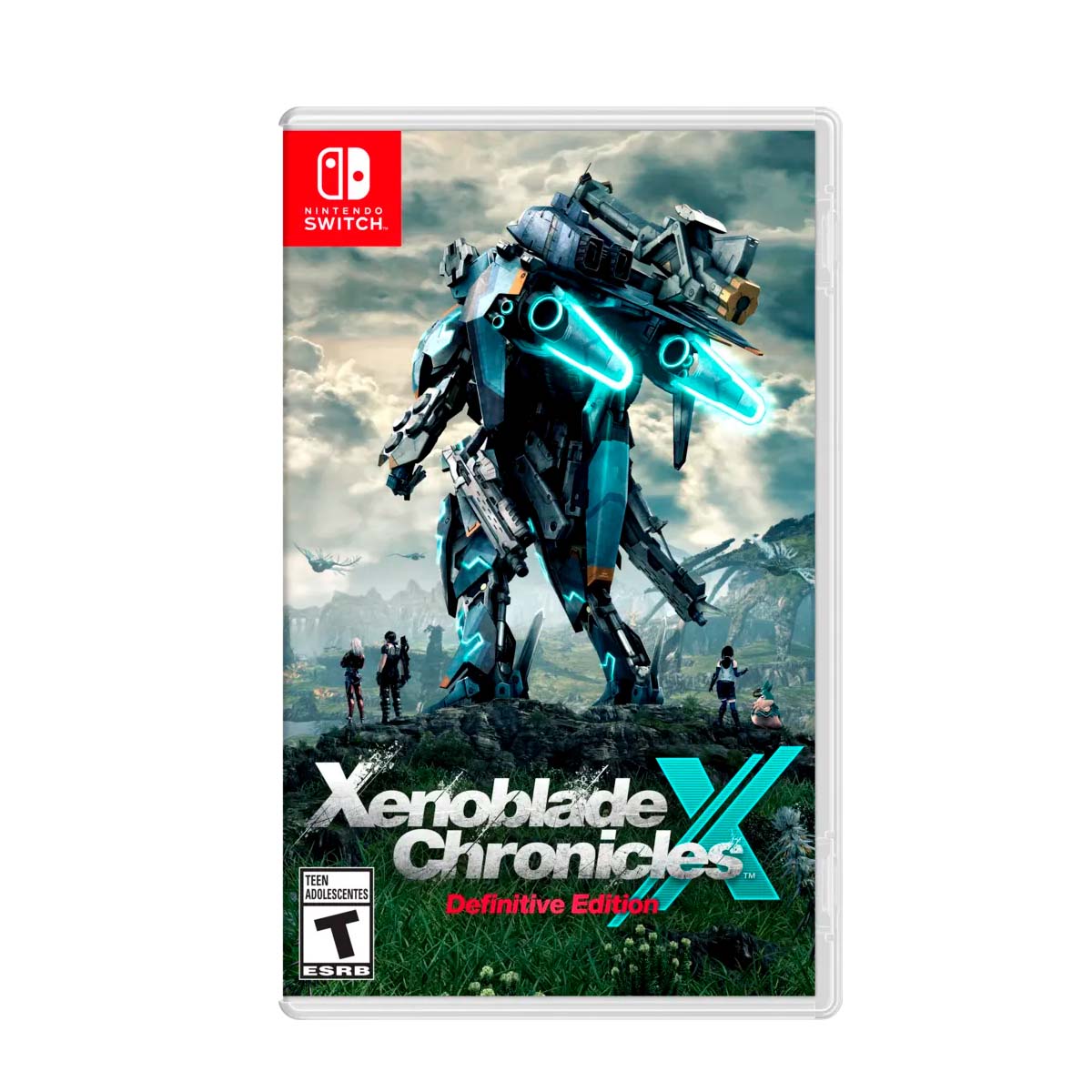 Cover art for Xenoblade Chronicles X: Definitive Edition – Nintendo Switch, featuring a giant Skell robot with glowing blue lights.